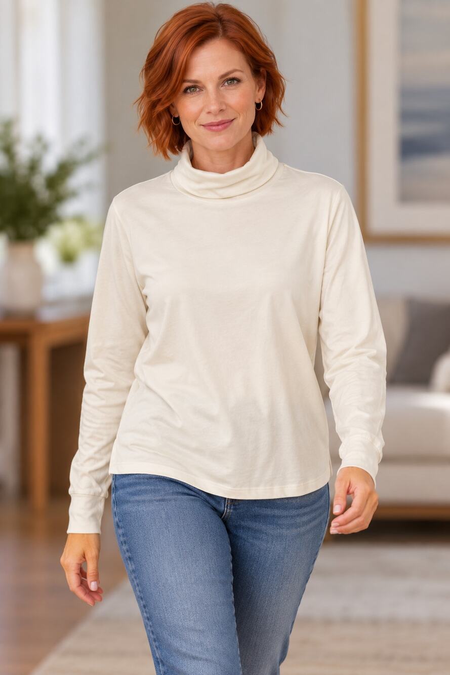 LR1152 Unbranded XL Cotton Ivory Long Sleeve T-shirt